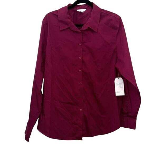 Time & Tru Womens Button Front Shirt XXL 20  Long Sleeve Collared - Picture 2 of 8